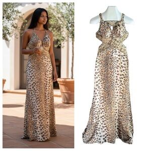 Entice Evening satin prom gown with train